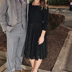 Talbots Black Lace Midi Dress, Size 4